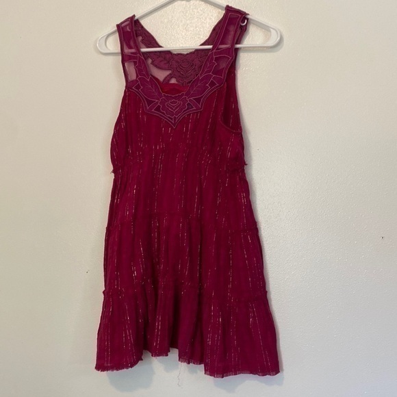 Free People 100% Cotton Embroidered Floral Detail Sleeveless Dress 8